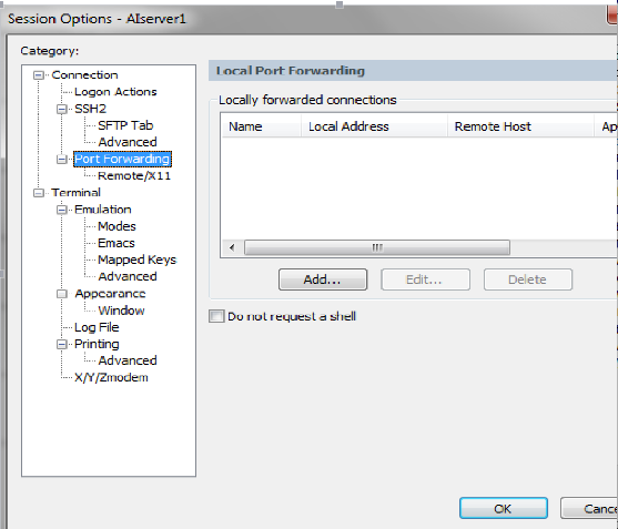 Port Forwarding配置页面